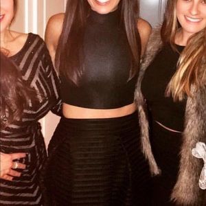 Black, high neck, zip crop top
